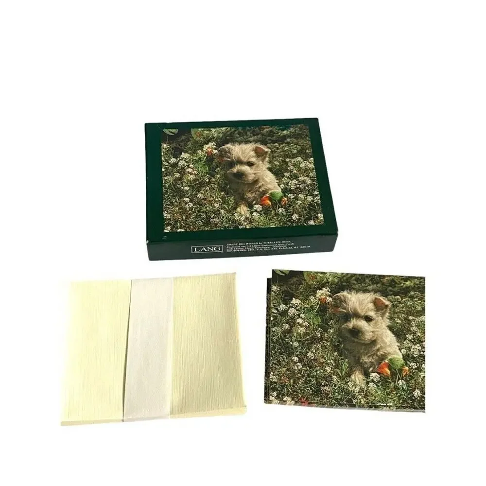 NEW Lang Westie Terrier Dog 13 Linen Embossed Blank Card Set Thank You Any Occas